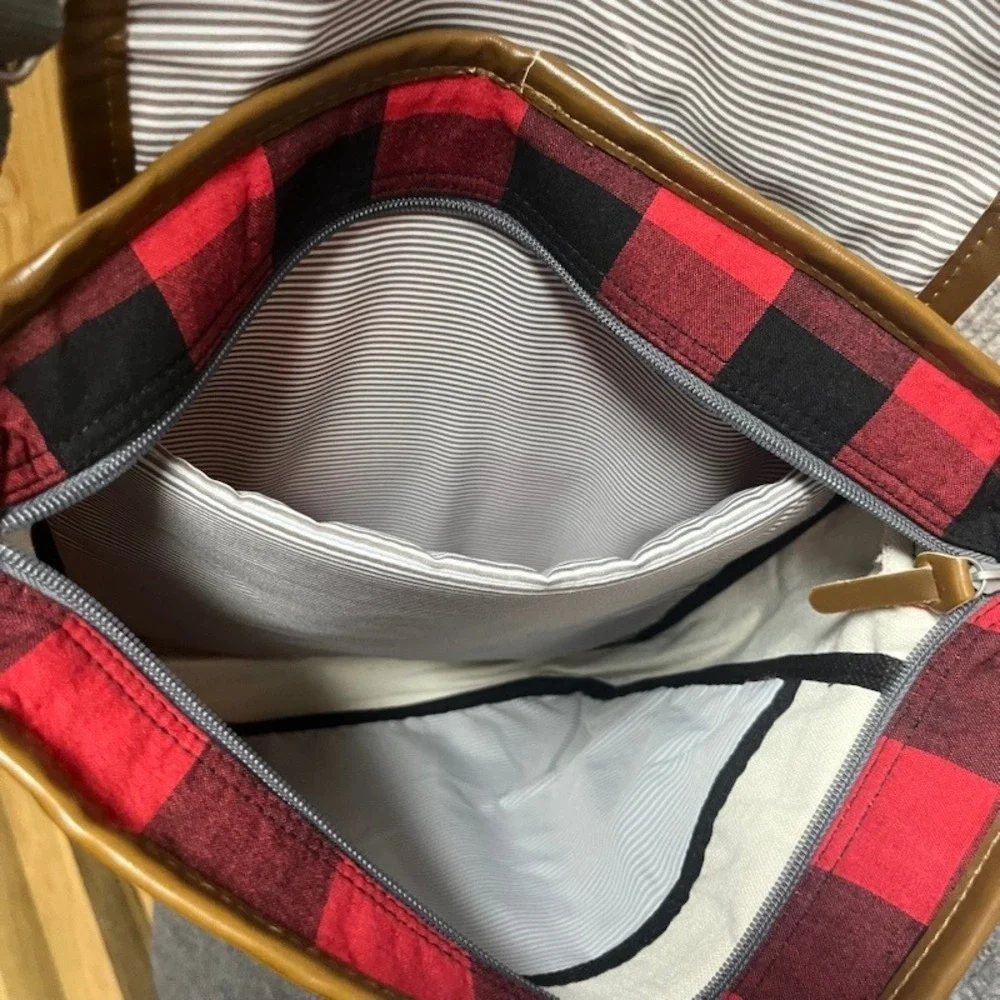 Lenovo Connection Red Black Buffalo Plaid Messenger Bag Laptop Tech CrossbodyBag